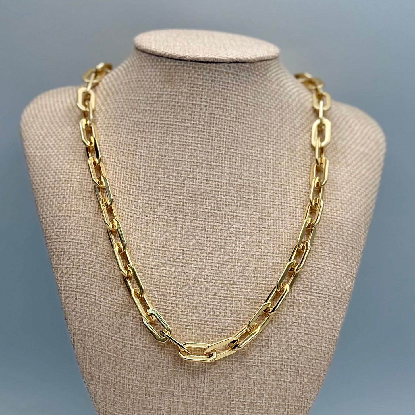 Elegant Hexagon Link Chain with Silver Carabiner Clasp