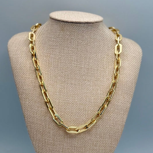 Elegant Hexagon Link Chain with Silver Carabiner Clasp